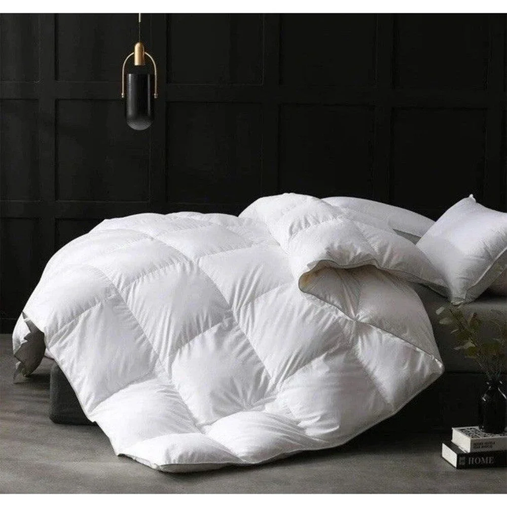 APSMILE Luxurious Feathers Down Queen Duvet Insert Comforter, 90X90 IN White NEW